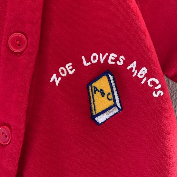 Sesame Street Vintage Red Jacket or Sweater with Embroidered Zoe Loves ABC’s 2T - Picture 5 of 10